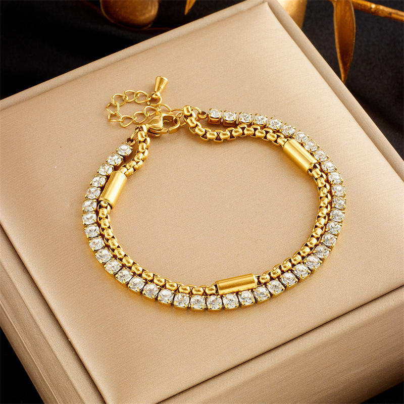 Elegant Double-Layer Diamond Bracelet