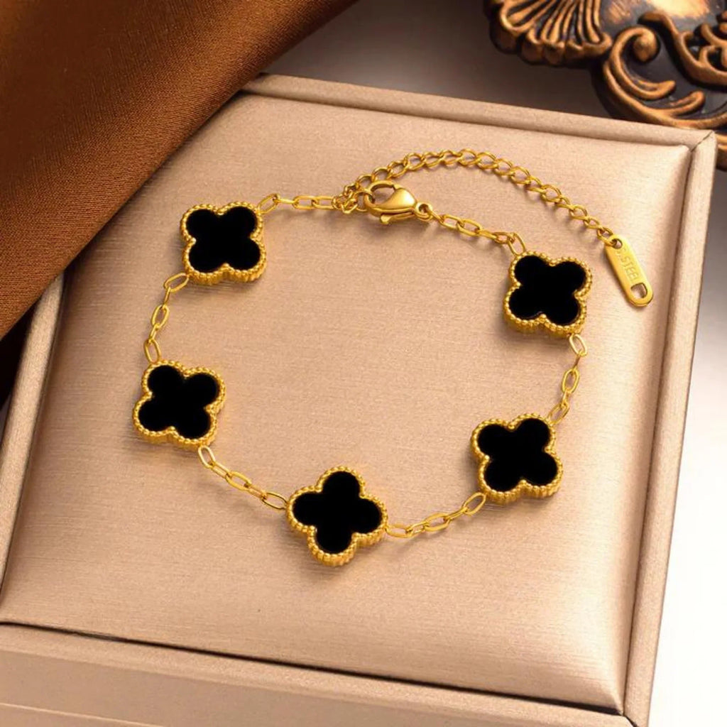 Black Four Leaf Clover Bracelet